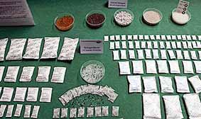 A selection of bulk silica gel and silica packets
